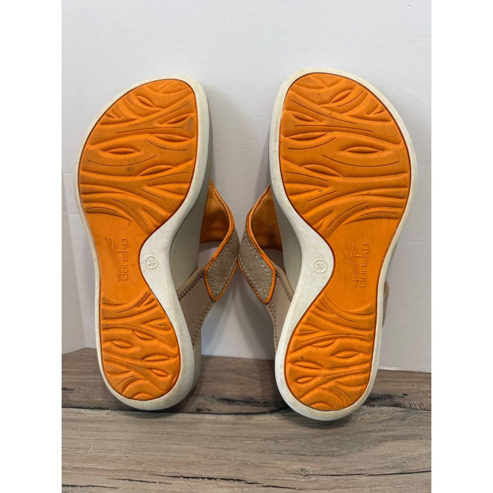 Dansko Katy Orange Tan Leather Thong Sandals Comfort Flip Flops Womens 39 - Picture 6 of 6